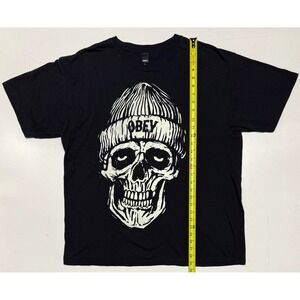 VTG OBEY Skull Graphic Print Black Short Sleeve T‎ Shirt Mens XL